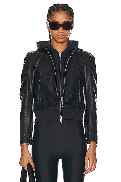 Shop Balenciaga Patched Racer Jacket In Black
