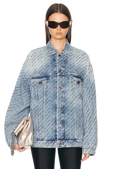 Shop Balenciaga Large Fit Jacket In Iced Blue