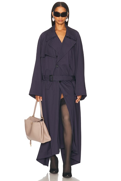 Draped Neck Trench Coat