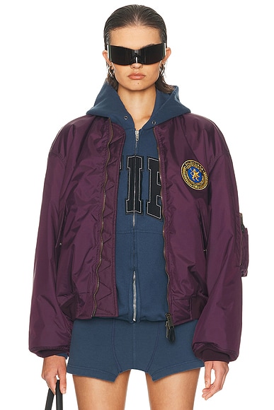 Balenciaga Large Fit Bomber Jacket in New Aubergine