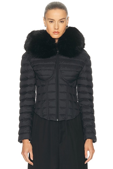 Balenciaga Hooded Corseted Puffer Jacket in Black