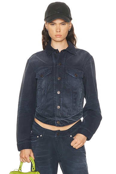 Balenciaga Curved Waistband Jacket in Navy & Dirty Dark Blue