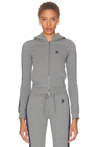 Balenciaga Zip Up Hoodie in Dark Heather Grey & Washed Navy