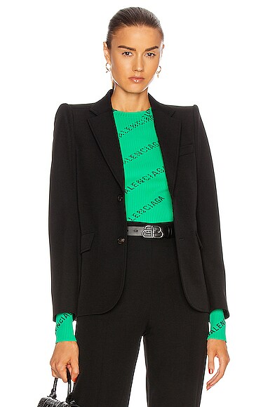 【セール】 Balenciaga Curved Shoulder Jacket in Black | FWRD ジャケット・アウター