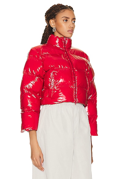 Shop Balenciaga Shrunk Puffer Jacket In Red