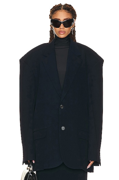 Balenciaga Oversized Wool Jacket in Dark Navy