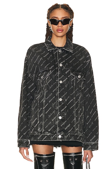 Balenciaga Lunar New Year All Over Logo Large Fit Jacket in Black