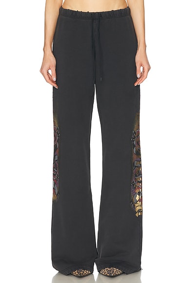 Balenciaga Flared Sweatpant in Washed Black