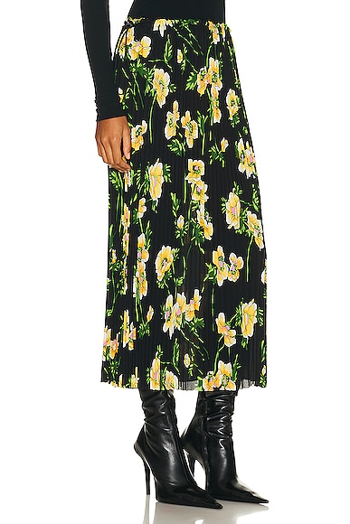 Shop Balenciaga Pleated Skirt In Black & Yellow