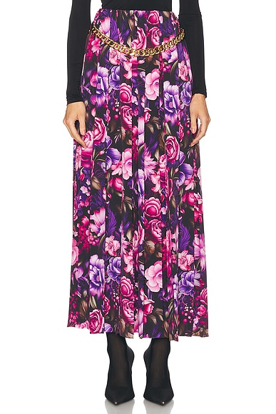 Ganni Printed Mesh Wrap Skirt in Total Eclipse FWRD