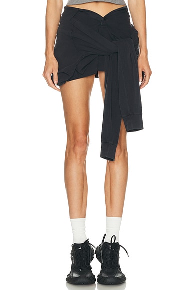 Balenciaga Knotted Polo Skirt in Washed Black 2