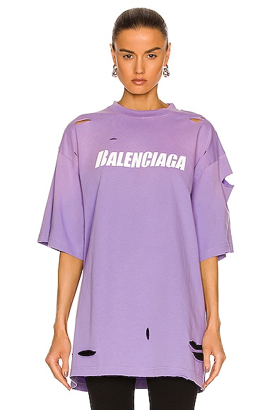 Balenciaga Caps Vintage Jersey T-Shirt in Purple