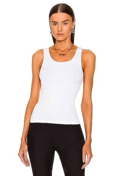 Balenciaga Ribbed Tank Top in White | FWRD
