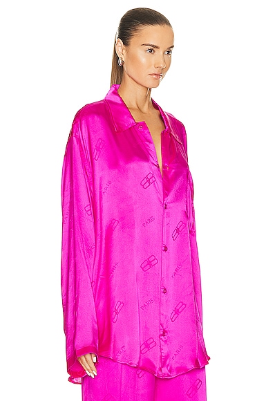 Shop Balenciaga Long Sleeve Minimal Shirt In Lipstick Pink