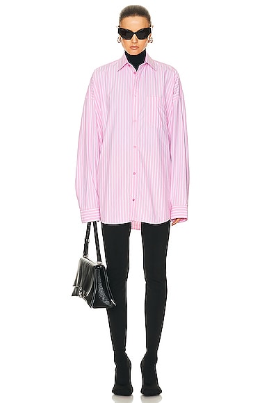 Balenciaga Cocoon Shirt in Pink Stripes
