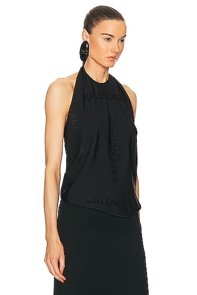 Shop Balenciaga Knotted Top In Black