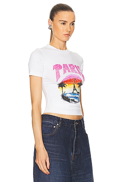 Shop Balenciaga Fitted T-shirt In White & Pink