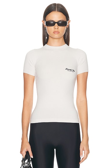Balenciaga Fitted T-Shirt in Off White & Black | FWRD