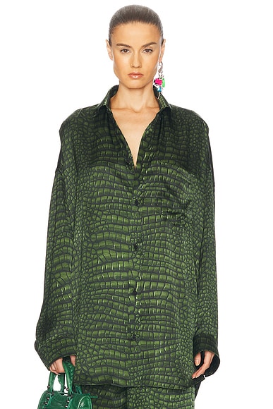 Balenciaga Long Sleeve Cocoon Shirt in Green