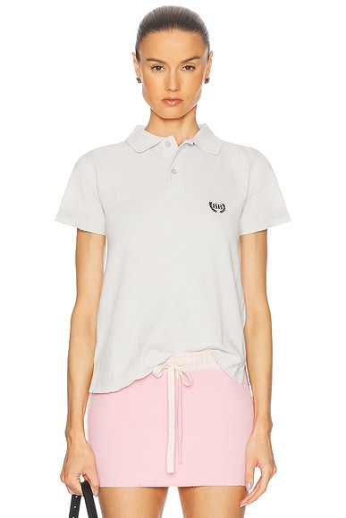 Balenciaga Short Sleeve Fitted Polo in Dirty White