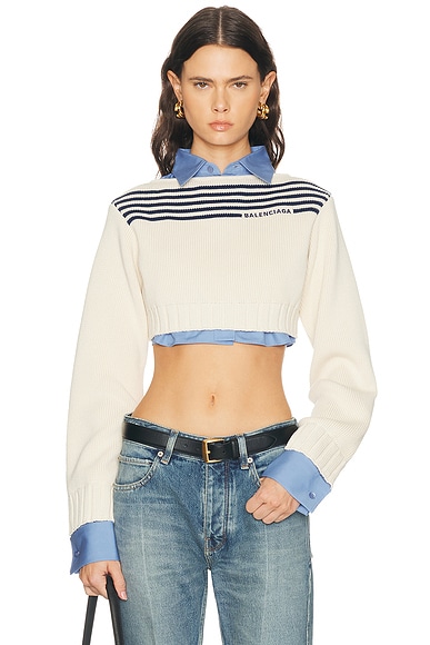 Cotton Hybrid Striped Knit Top