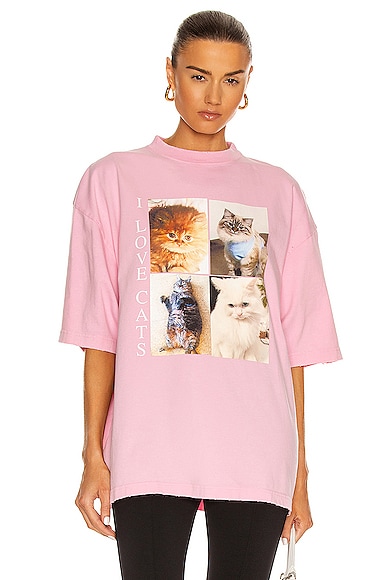Balenciaga I Love Cats Vintage Jersey XL T Shirt in Pink | FWRD