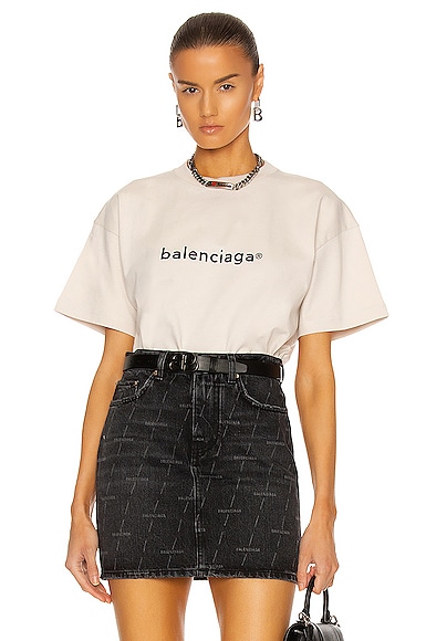 Balenciaga Medium Fit T Shirt In Cement Grey & Black