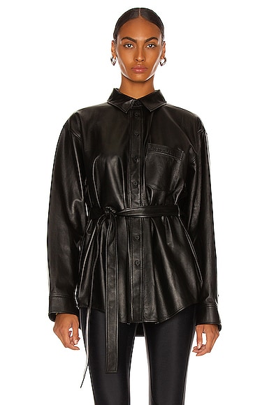 Balenciaga Back Wrap Leather Shirt in Black