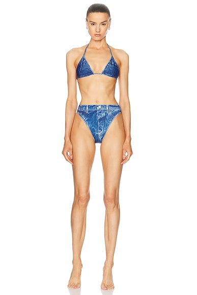 Balenciaga Tompe L'oeil Bikini Set in Washed Blue
