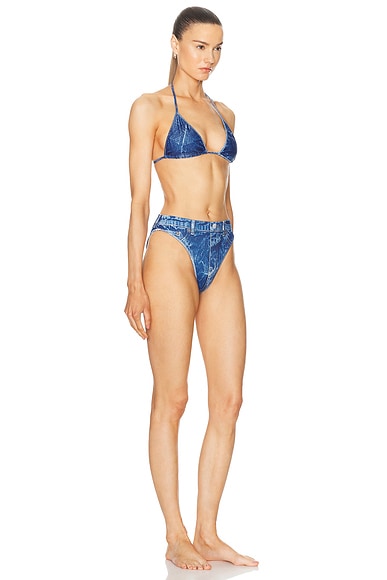 Shop Balenciaga Tompe L'oeil Bikini Set In Washed Blue