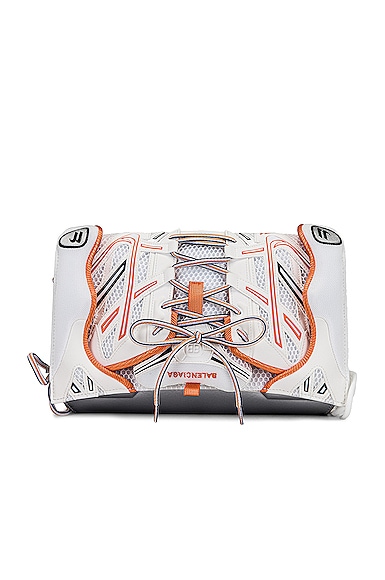 Balenciaga Sneakerhead Flap Bag In White & Orange