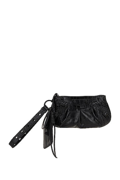 Balenciaga Mini Le Cagole Wristlet Pouch in Black