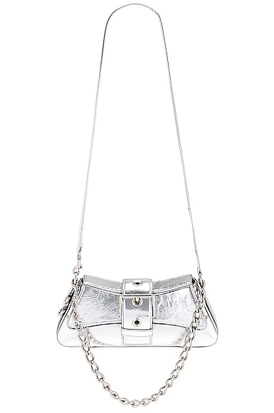 Balenciaga Small Lindsay Mirror Silver Leather Shoulder Bag New