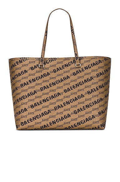 Balenciaga Brown/Black Bb Monogram Coated Canvas Large Signature Tote Bag