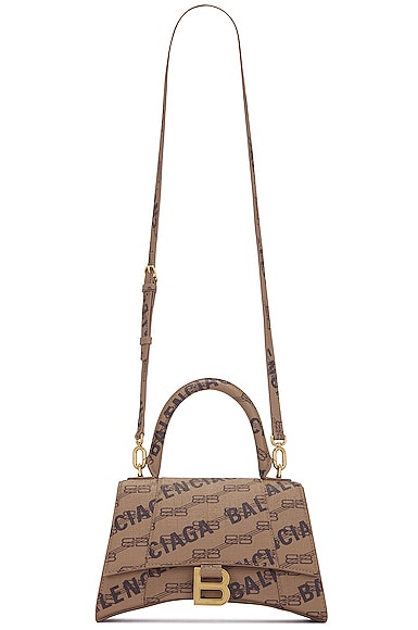 Balenciaga Small Monogram Hourglass Bag in Brown