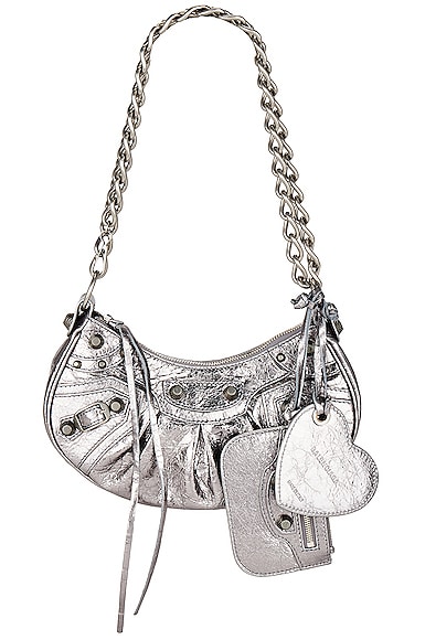 Balenciaga XS Le Cagole Hobo Bag in Metallic Silver