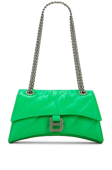 Balenciaga Small Crush Quilted Chain Bag in Vivid Green | FWRD