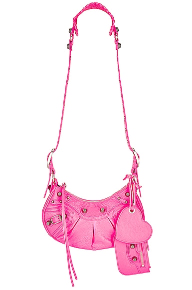 Shop Balenciaga Xs Le Cagole Shoulder Bag In Fluo Pink