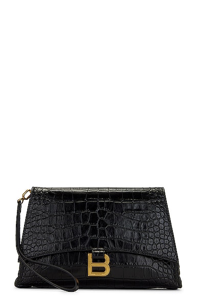 Balenciaga Medium Crush Pochette Bag In Black
