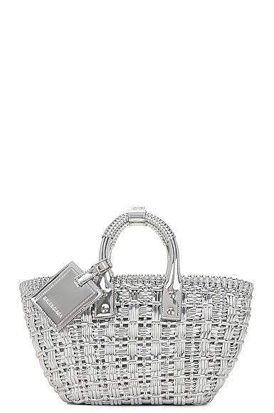 Balenciaga Xs Bistro Basket Bag in Silver