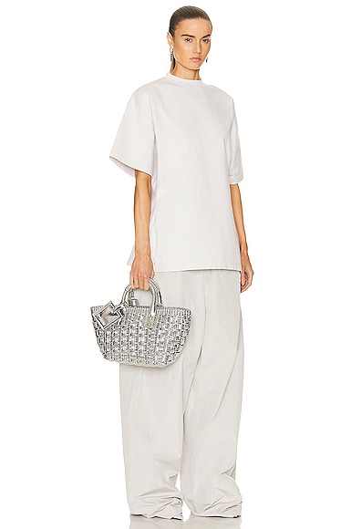 Shop Balenciaga Xs Bistro Basket Bag In Silver