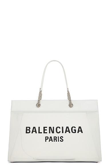 Balenciaga Large Duty Free Tote Bag in White & Black