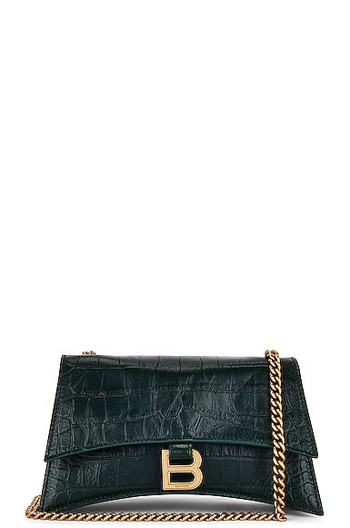 Balenciaga Crush Wallet On A Chain In 3038 Forest Green