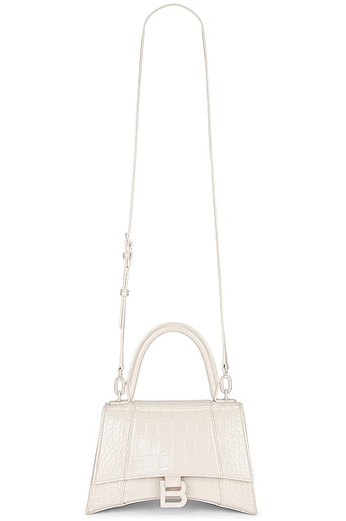 Small Hourglass Top Handle Bag in Cream