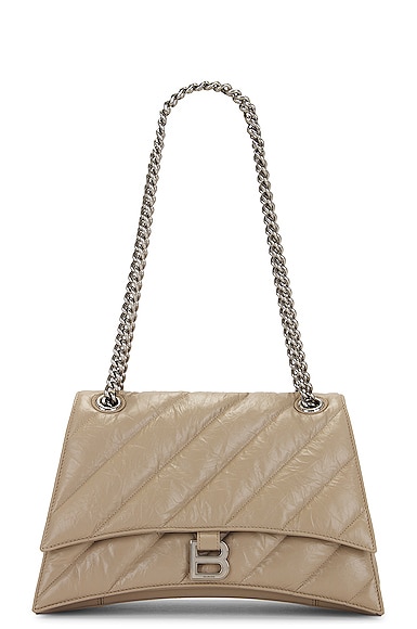 Balenciaga Medium Crush Chain Bag In Taupe in Taupe
