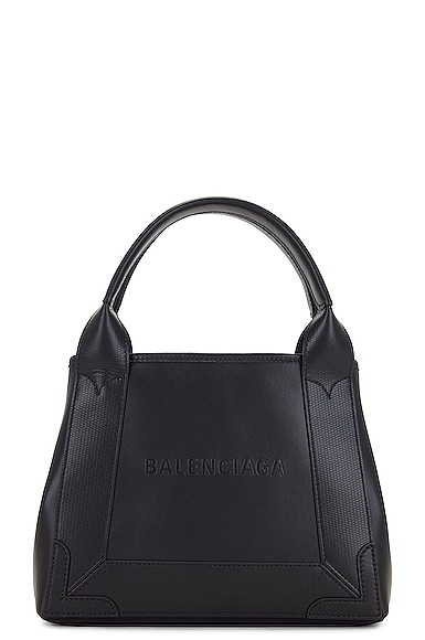 Shop Balenciaga Xs Navy Cabas Bag In Black