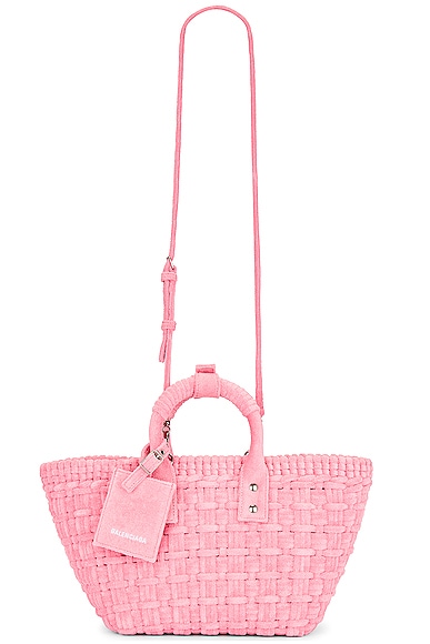 Balenciaga Xs Bistro Basket Bag in Sweet Pink & White