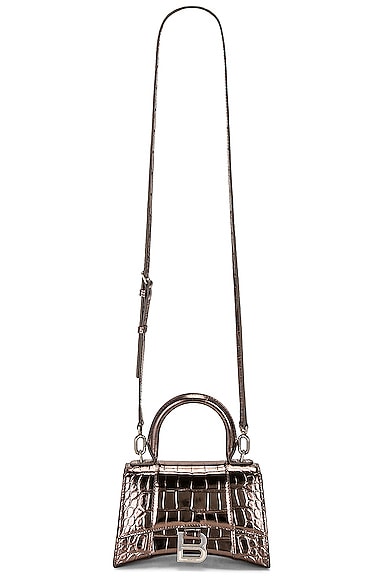 Balenciaga Xs Hourglass Top Handle Bag in Dark Bronze