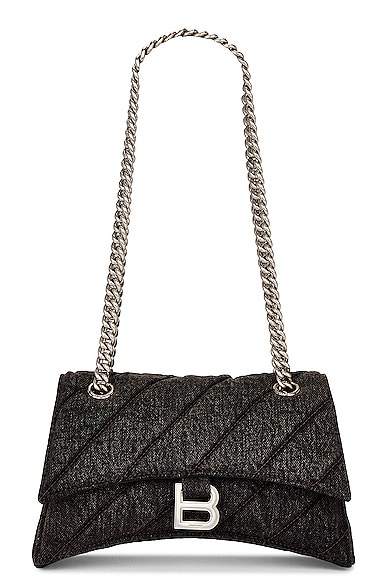 Small Crush Chain Bag In Charcoal Black