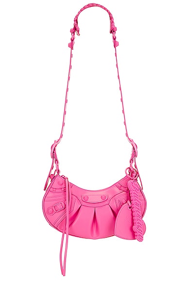 Shop Balenciaga Le Cagole Latex Xs Shoulder Bag In Bright Pink